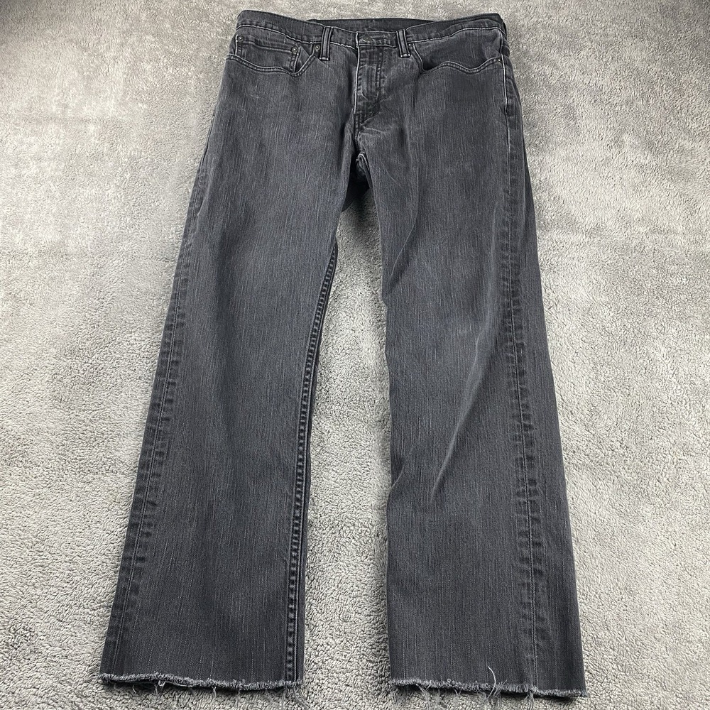 Levis 559 Relaxed Straight Fit Jeans Mens 34x27 Black Mid Rise Raw Hem